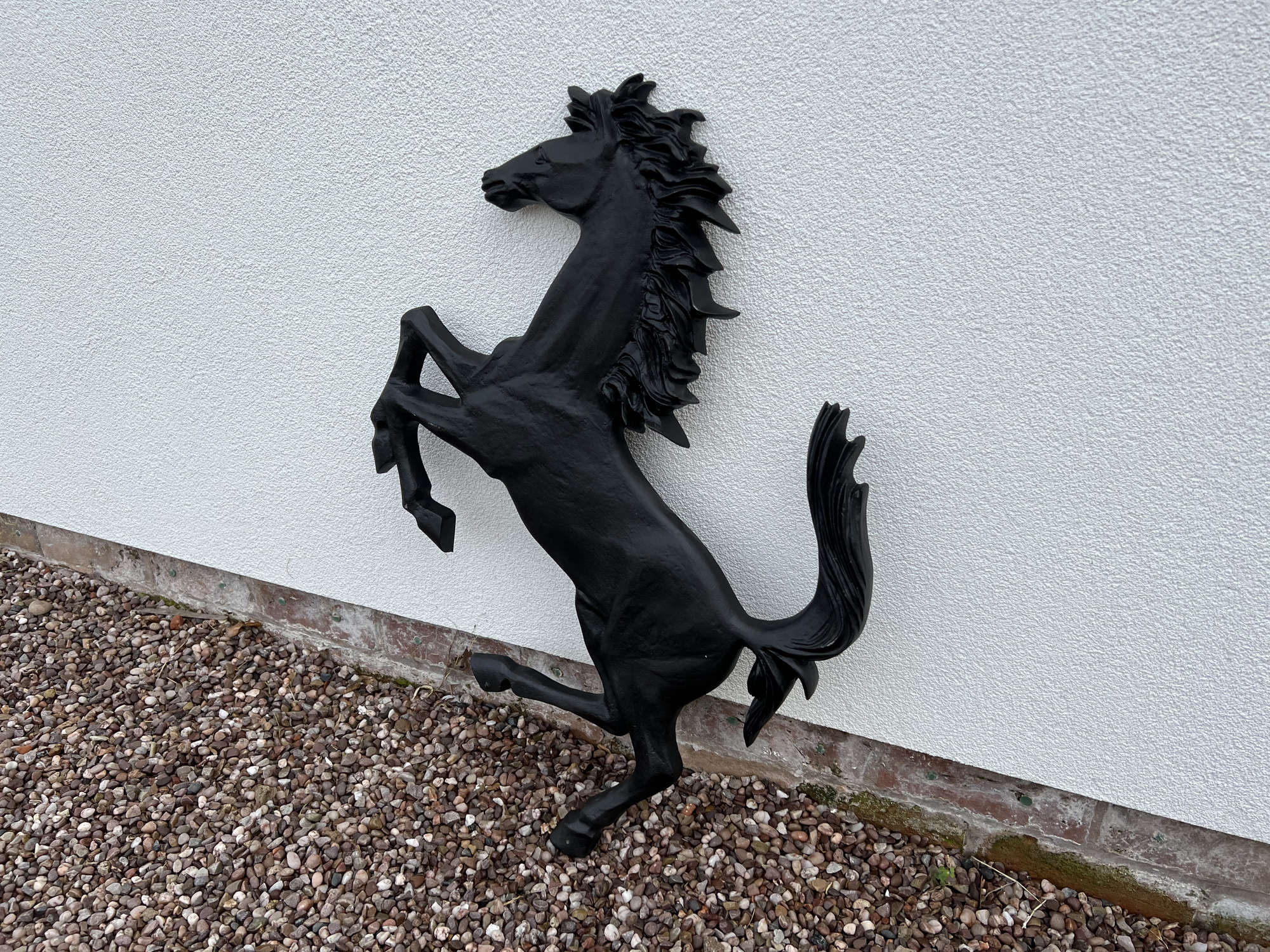 Large Aluminium Cavallino Prancing Horse in Black