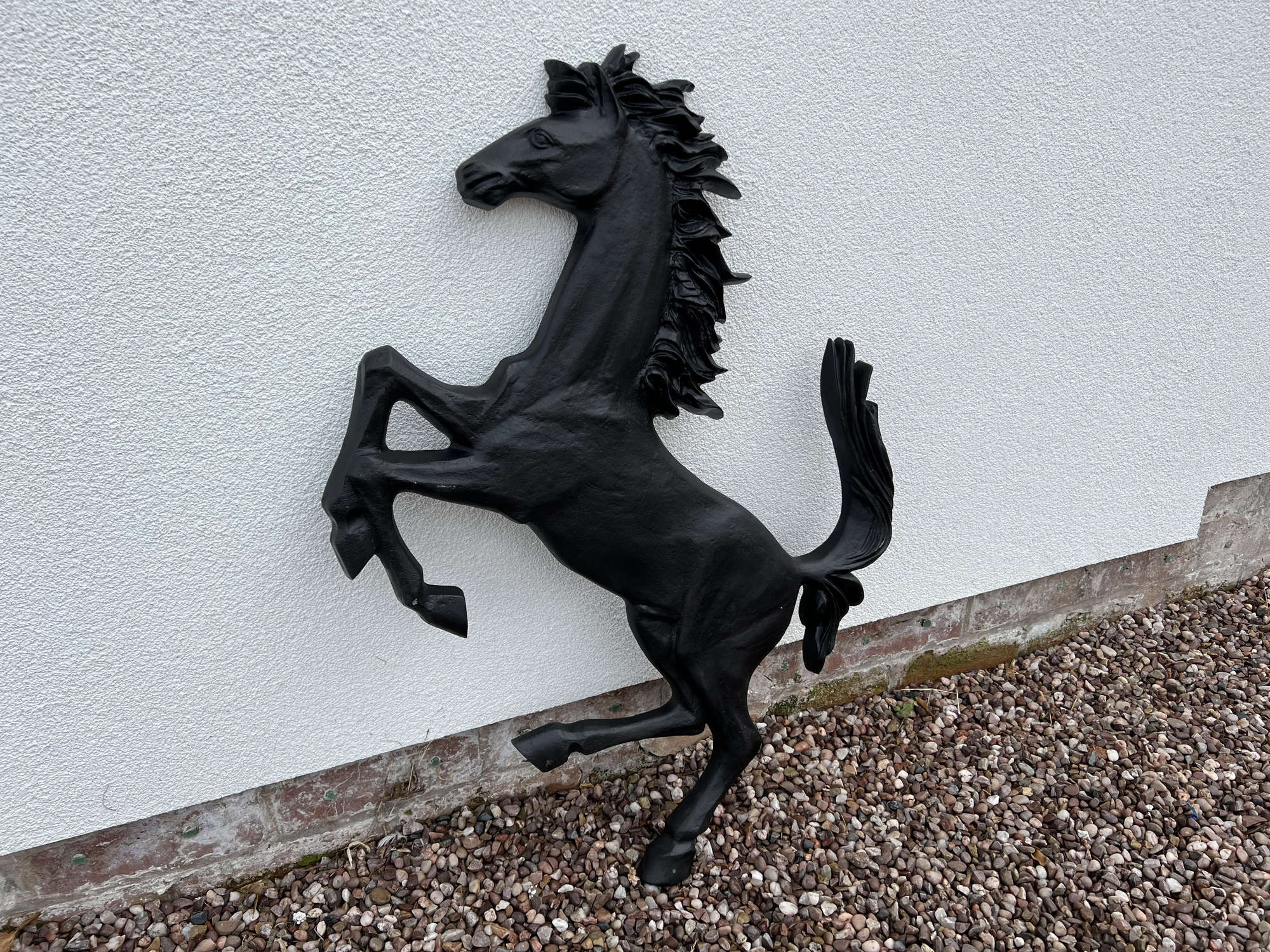 Large Aluminium Cavallino Prancing Horse in Black
