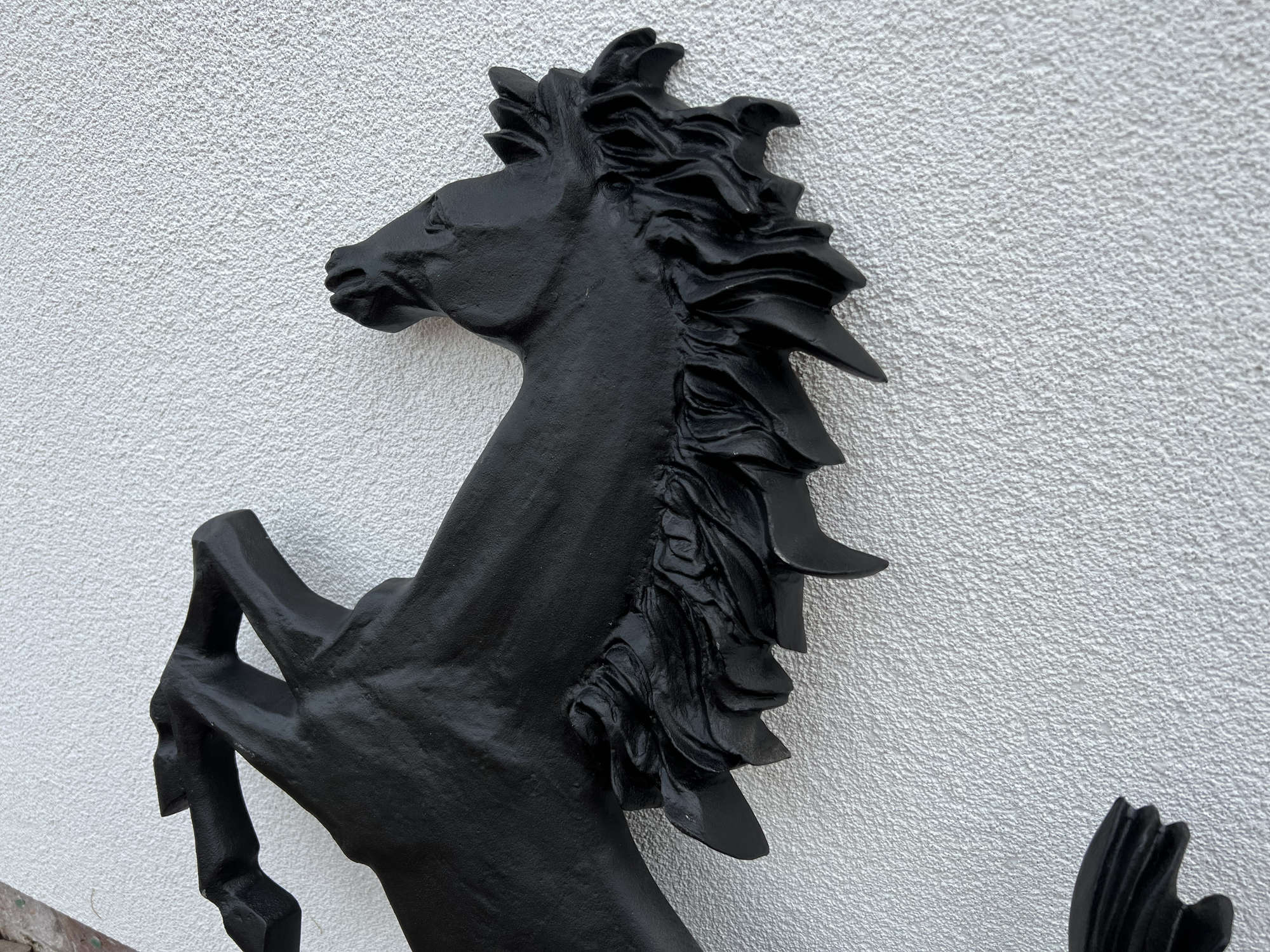 Large Aluminium Cavallino Prancing Horse in Black