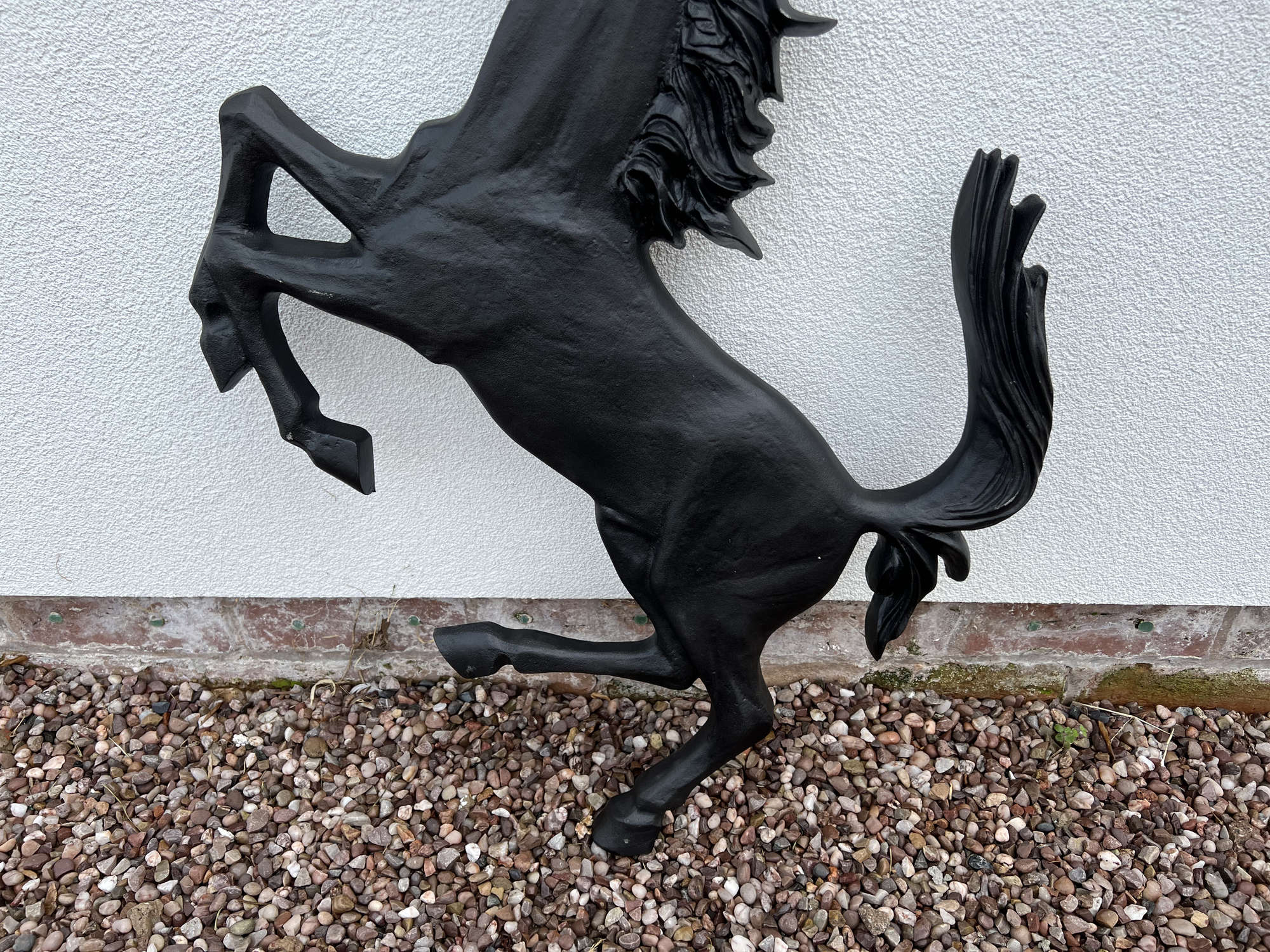 Large Aluminium Cavallino Prancing Horse in Black