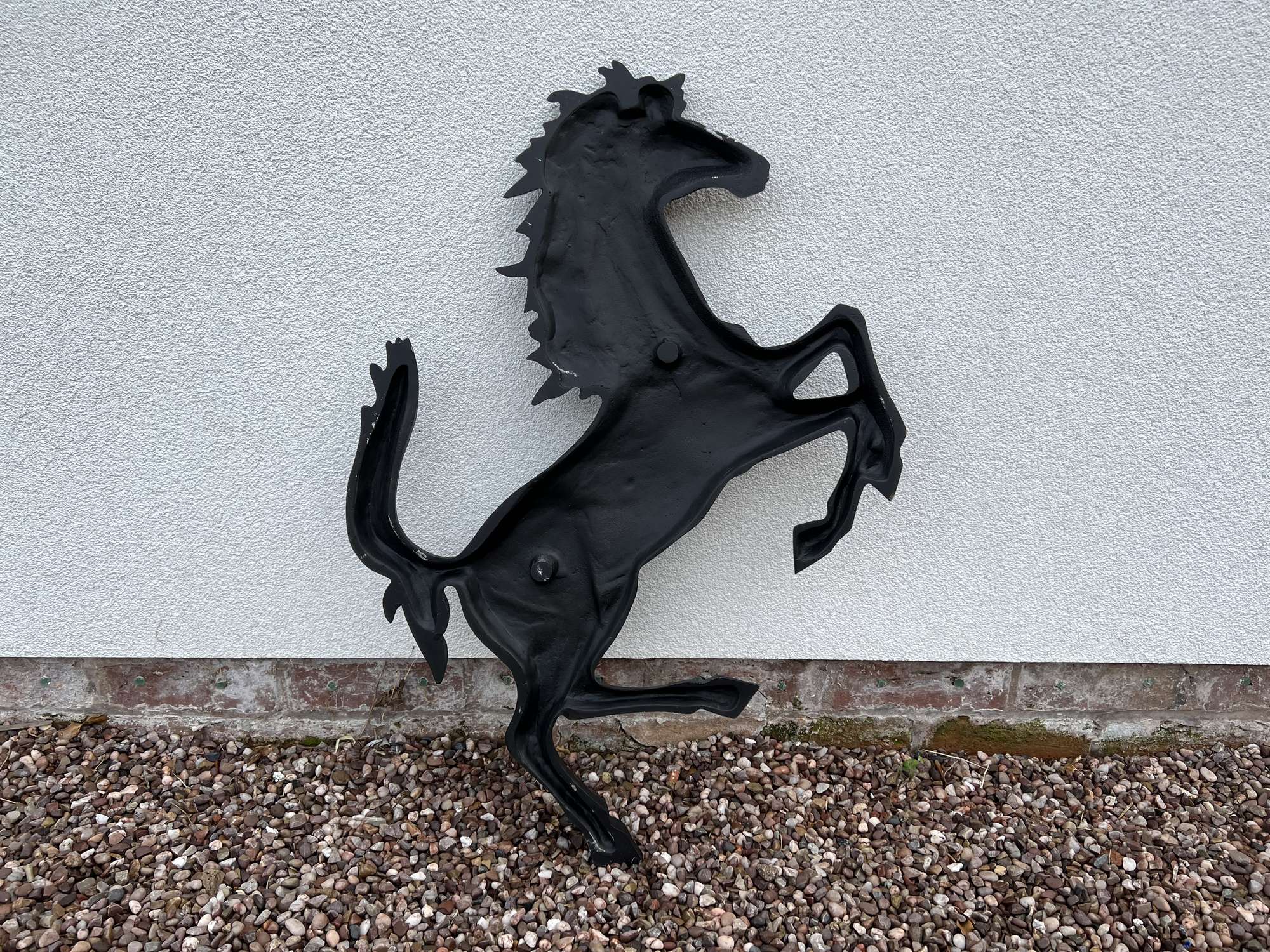 Large Aluminium Cavallino Prancing Horse in Black