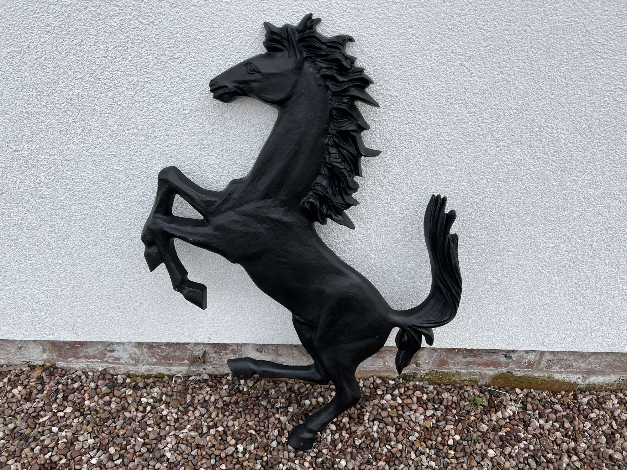 Large Aluminium Cavallino Prancing Horse in Black