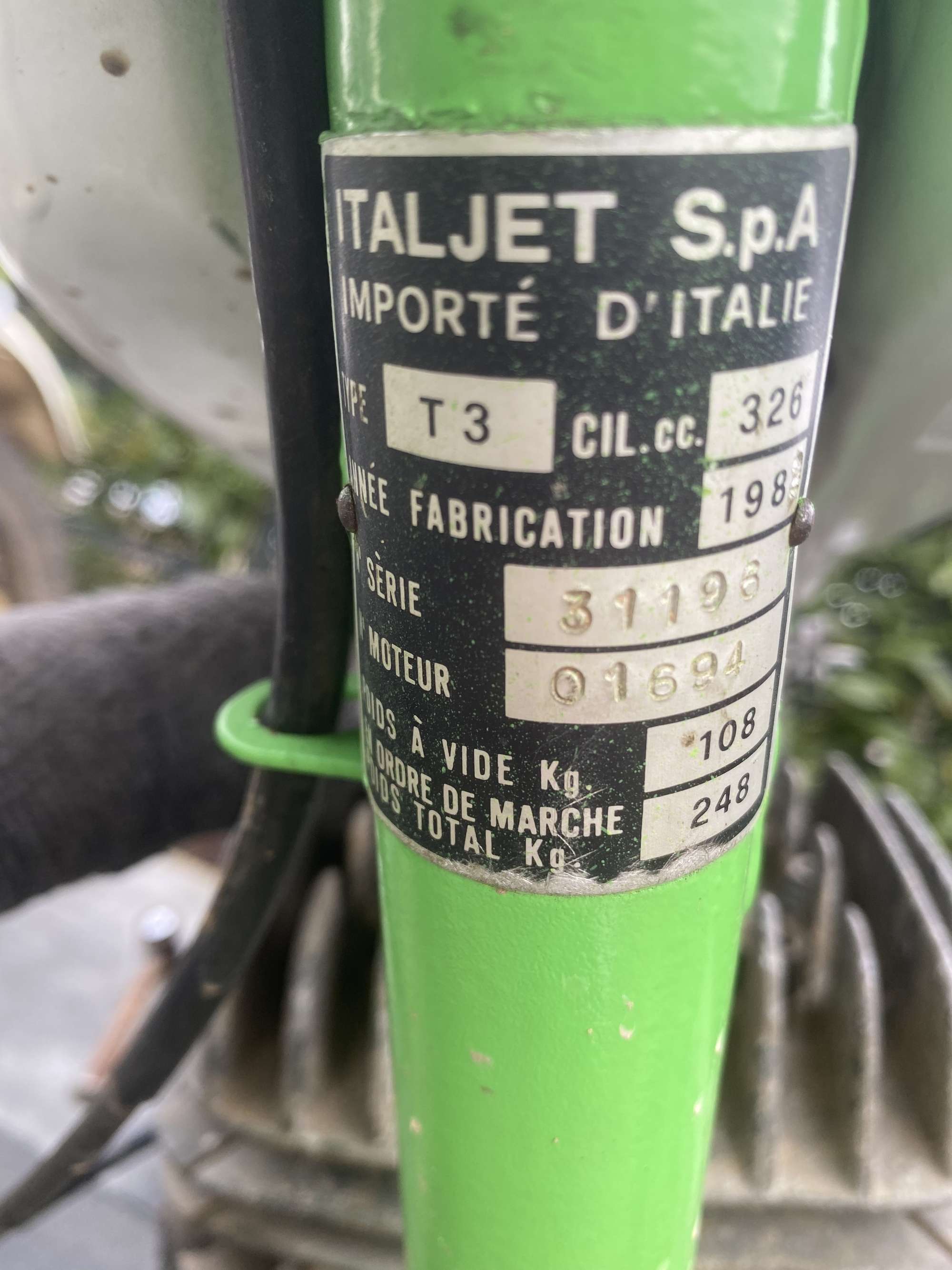 1982 Italjet T350 Piuma Trials 326cc-Sold