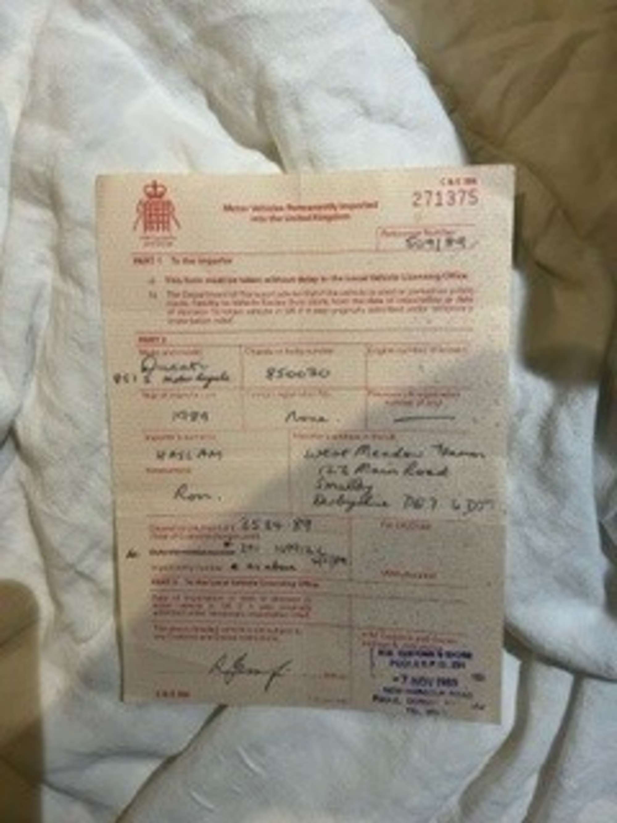 1988 Ducati 851S Kit Bike Tricolore 888cc-For Sale