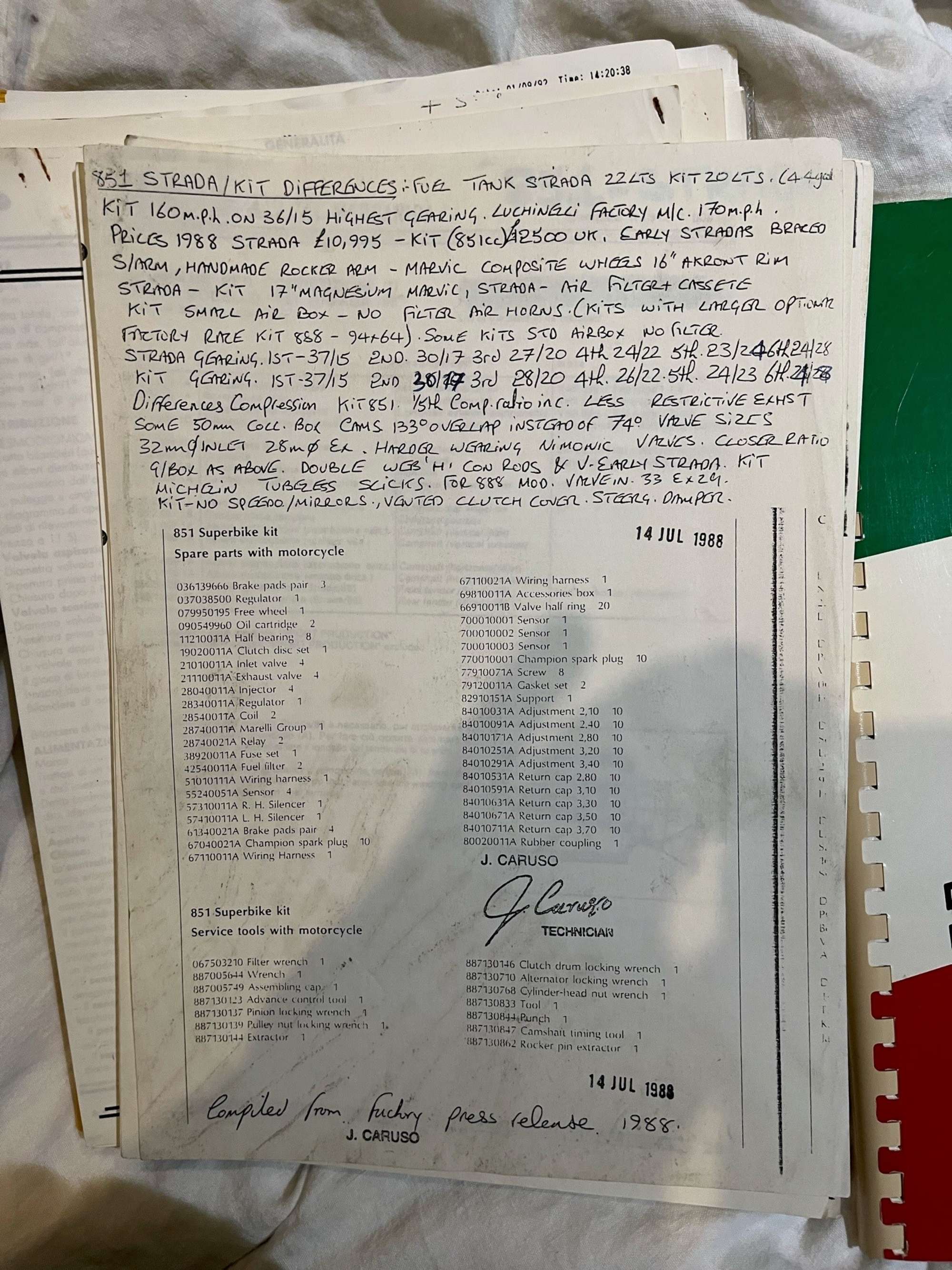 1988 Ducati 851S Kit Bike Tricolore 888cc-For Sale