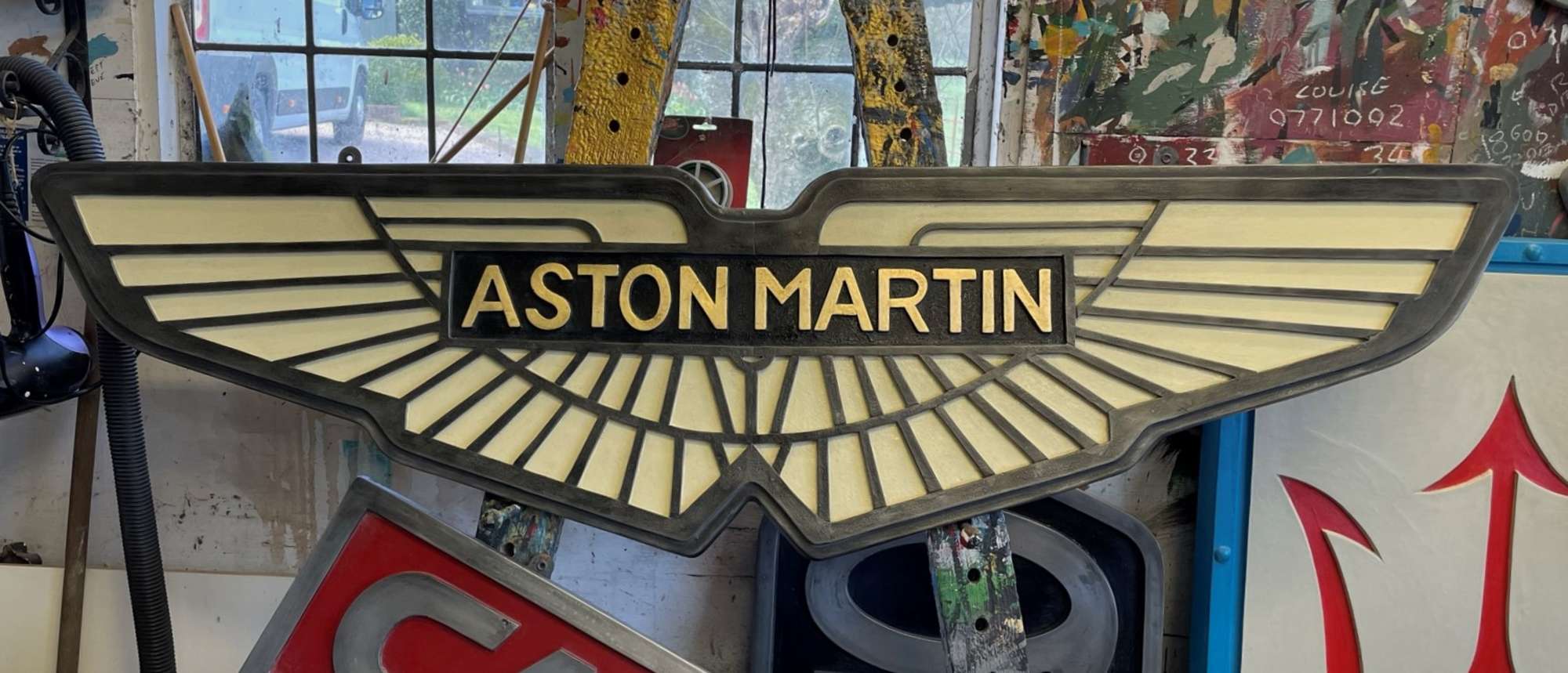 Large Cold Cast Aston Martin Winged Badge Wall Display