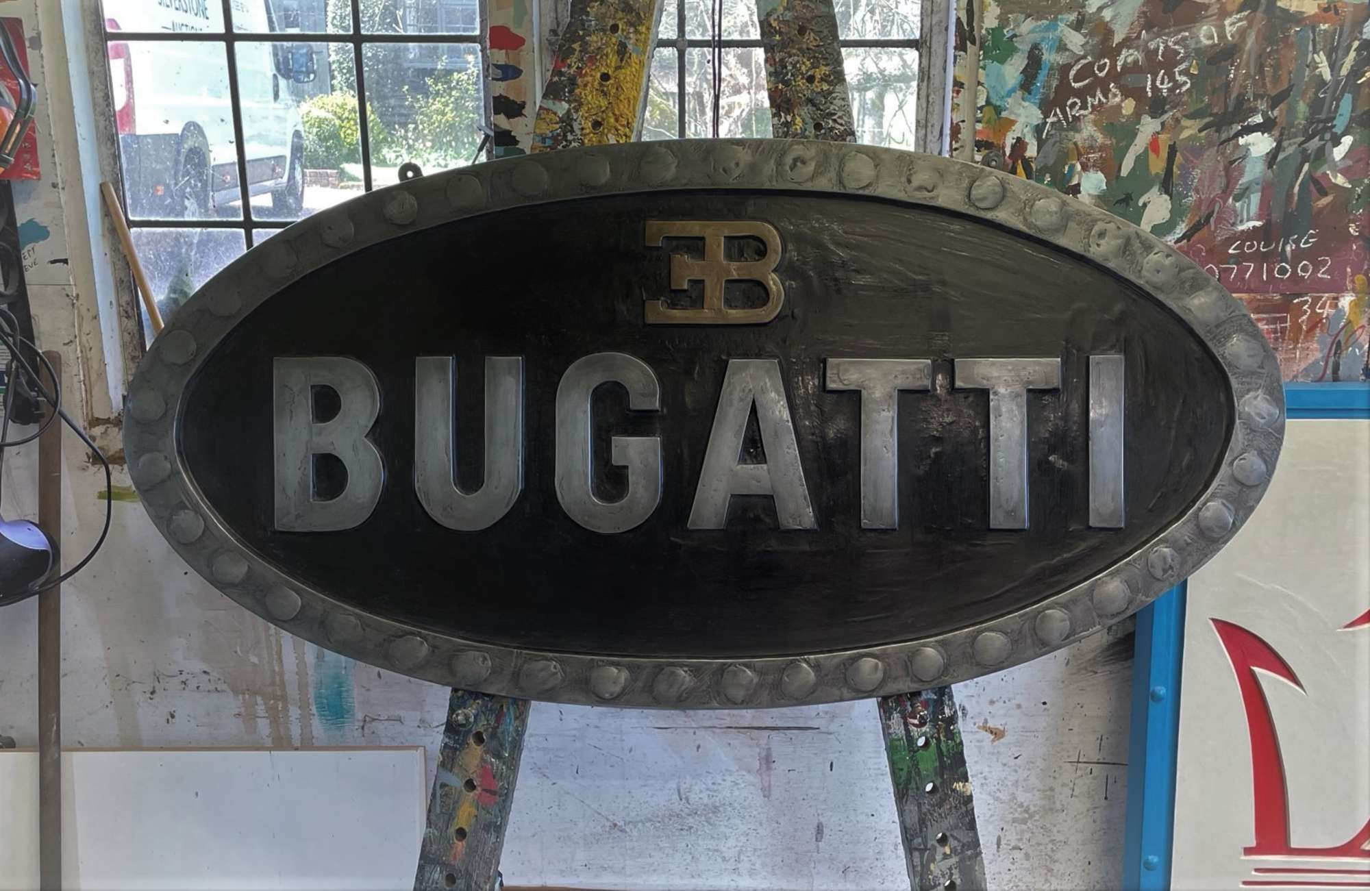 Bugatti Cold Cast Aluminium Oval Sign 