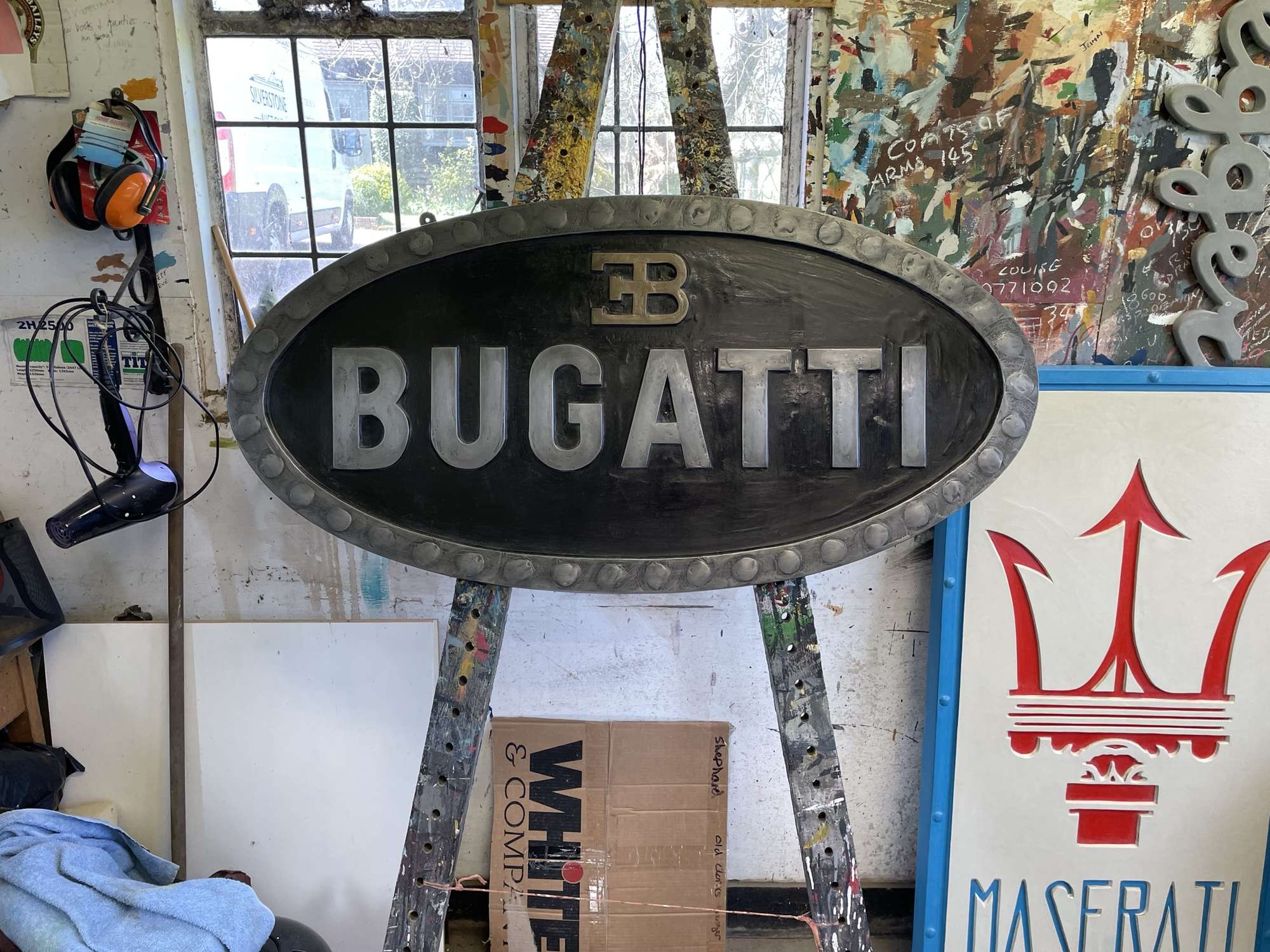 Bugatti Cold Cast Aluminium Oval Sign 