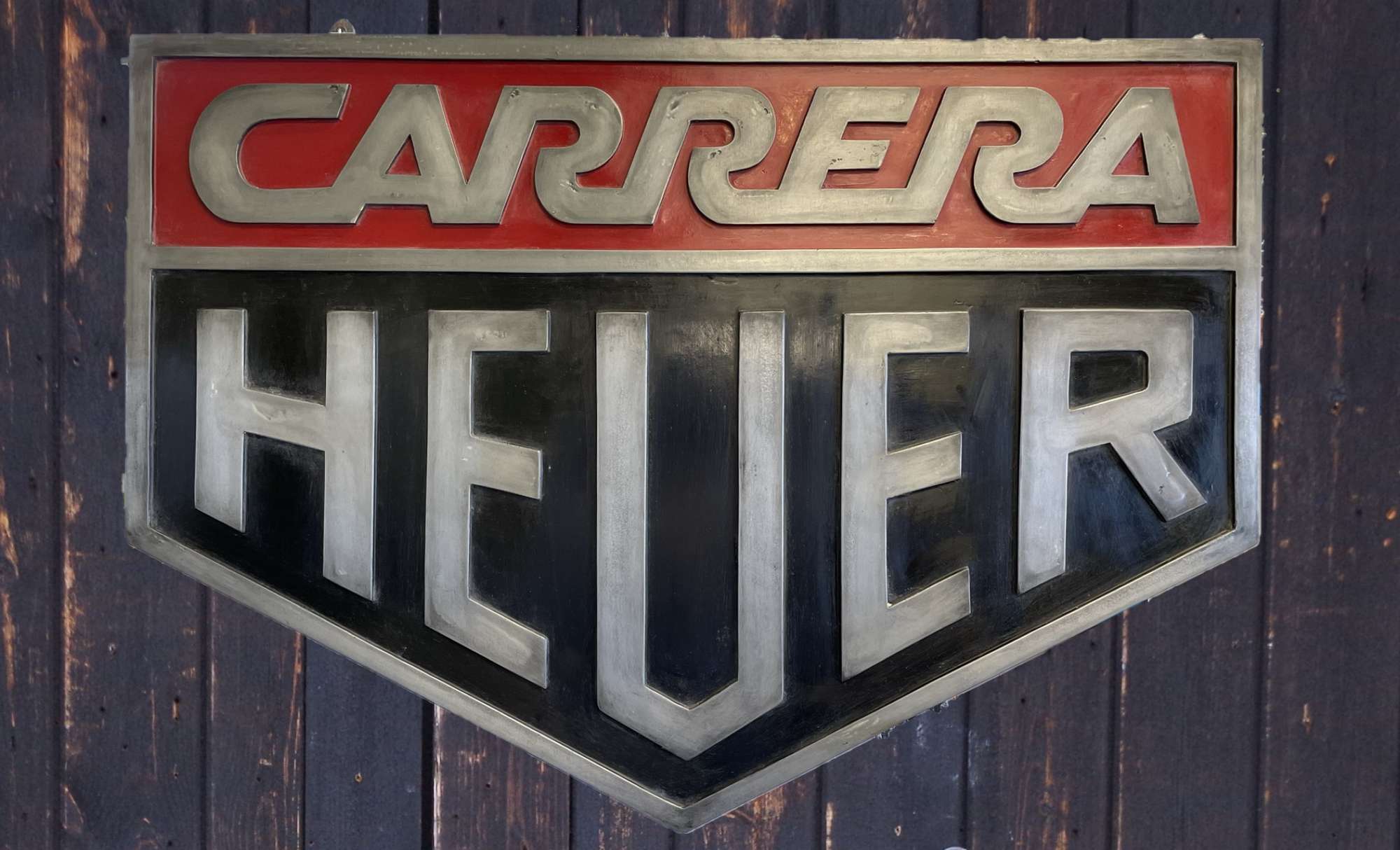 Large Cold Caste Aluminium Heuer Carrera Badge