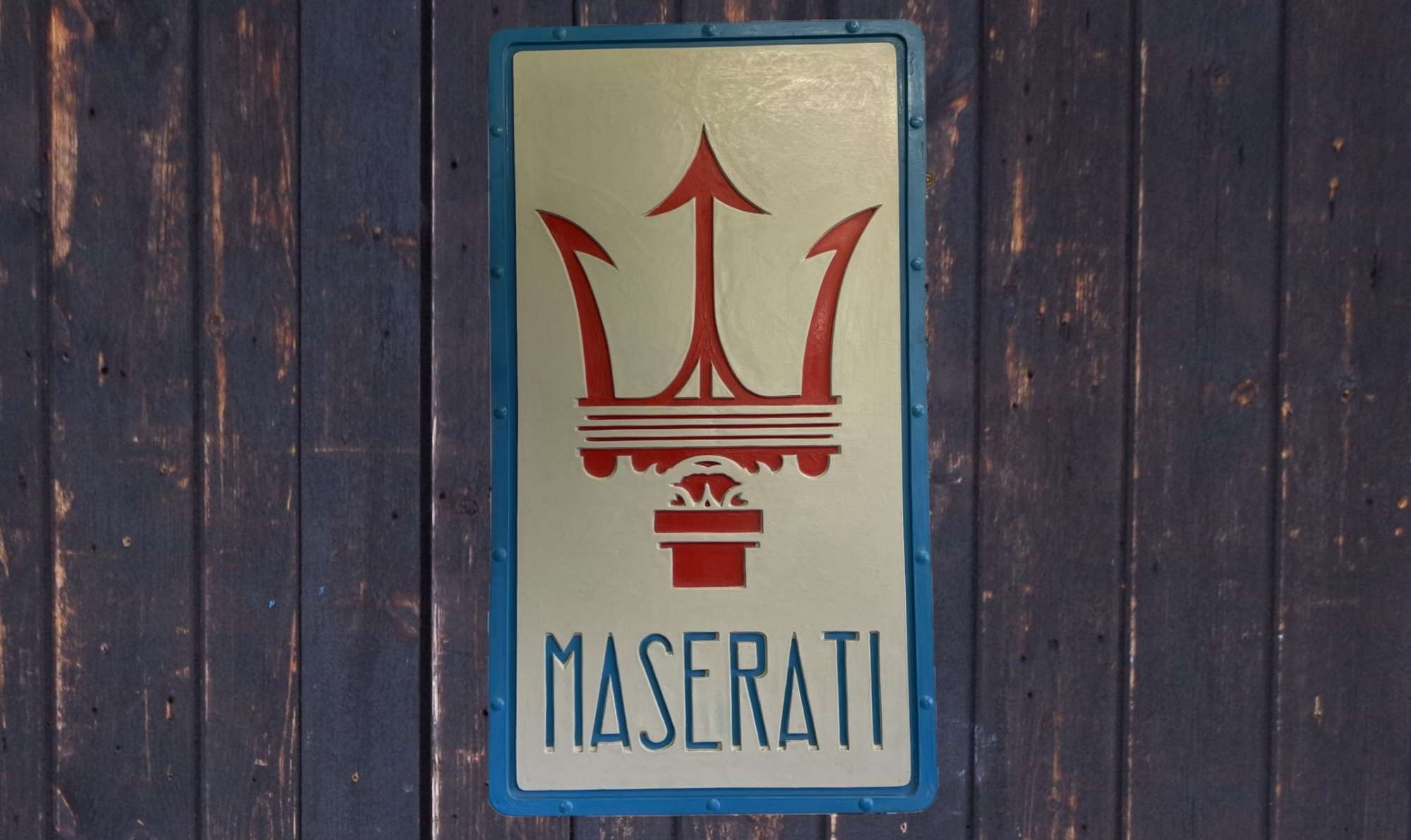 Maserati Trident Hand Painted Rectangular Sign