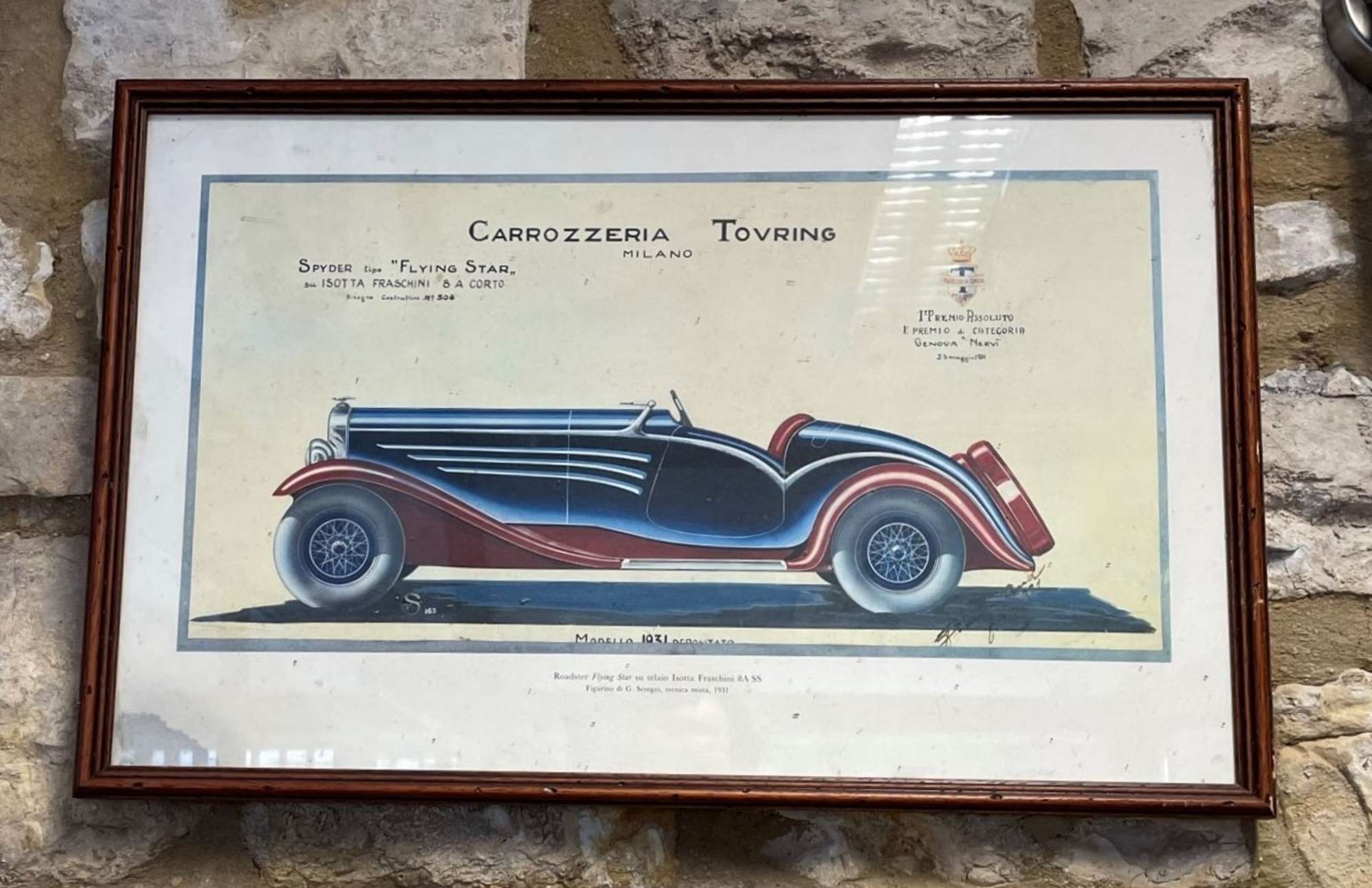 Four Early 20th Century Carrozzeria Touring Design Studies Framed and Glazed