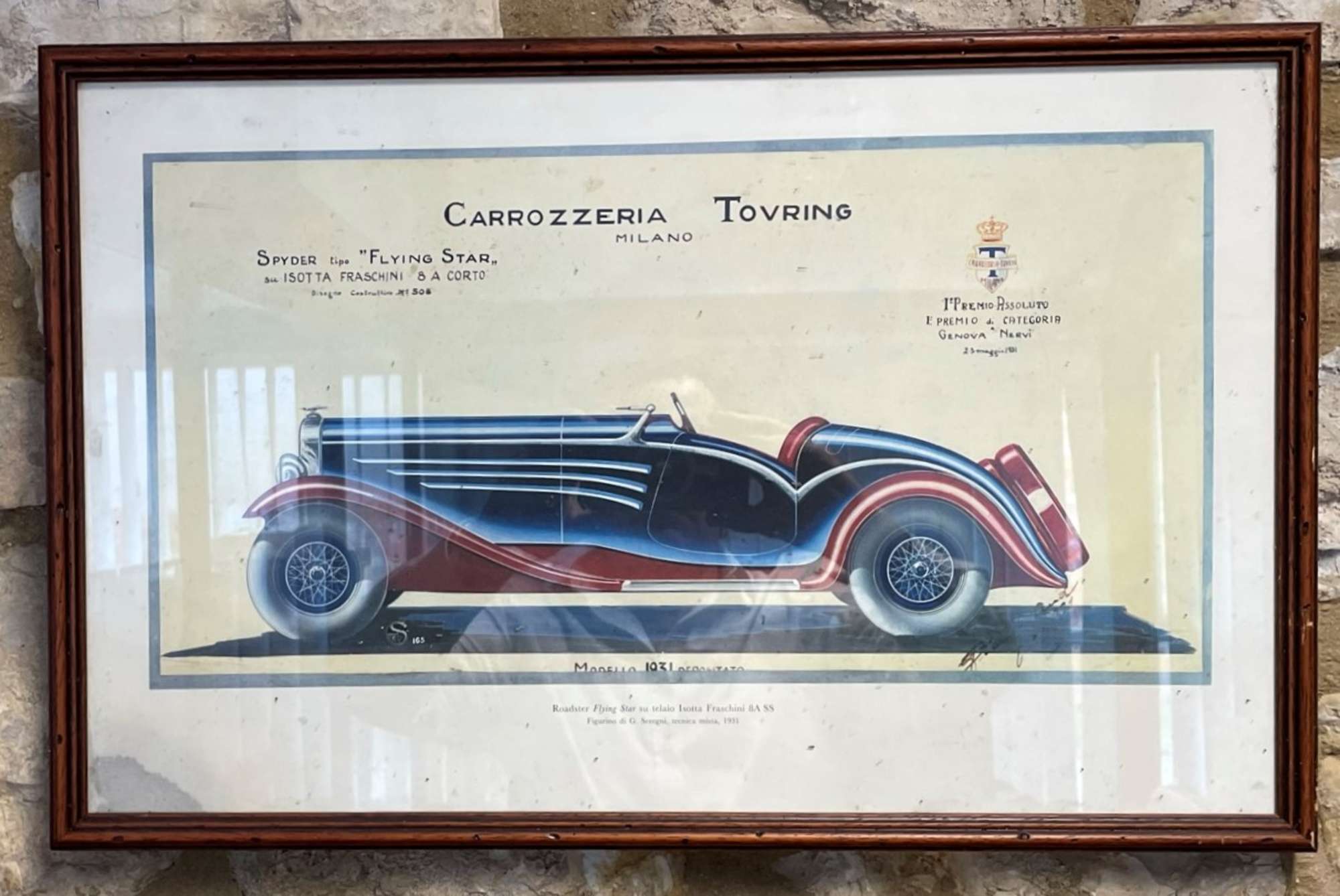 Four Early 20th Century Carrozzeria Touring Design Studies Framed and Glazed