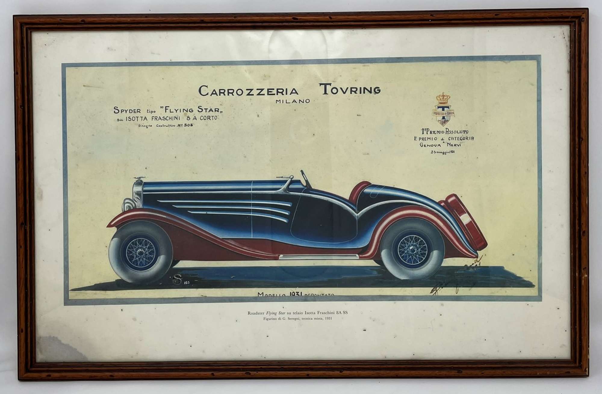 Four Early 20th Century Carrozzeria Touring Design Studies Framed and Glazed
