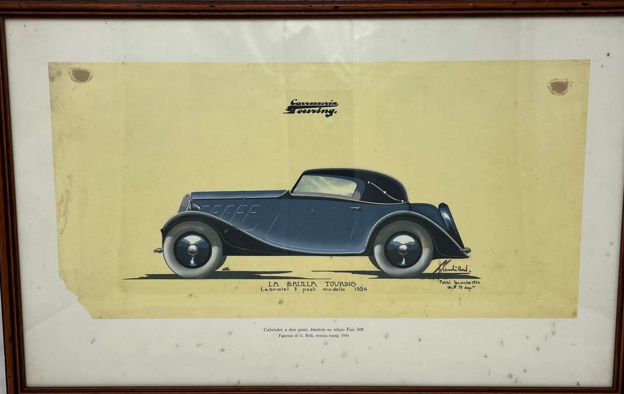 Four Early 20th Century Carrozzeria Touring Design Studies Framed and Glazed