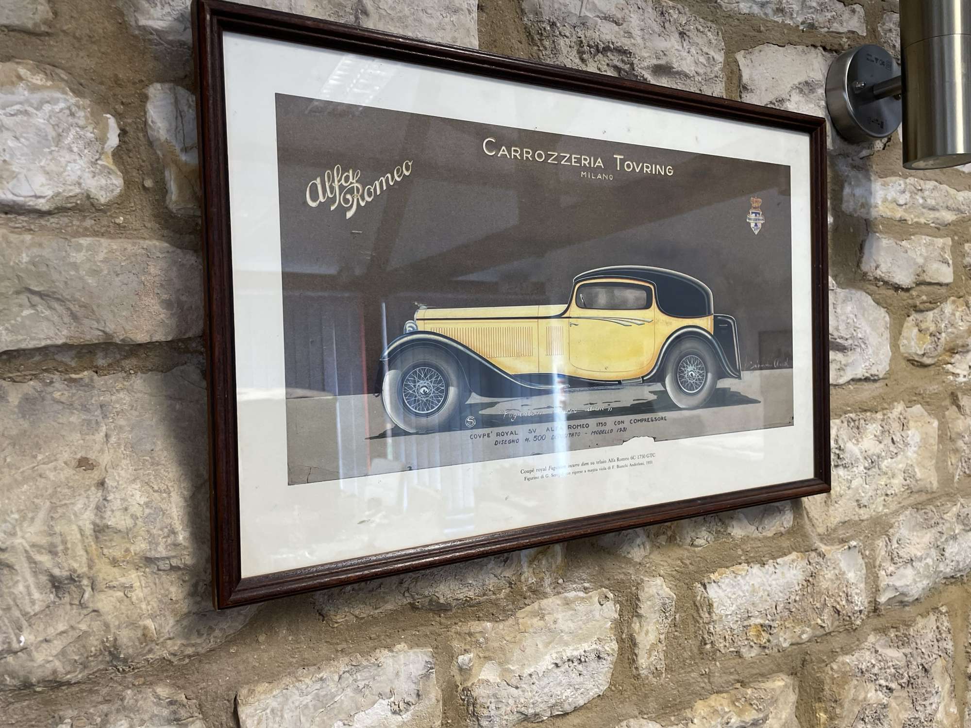 Four Early 20th Century Carrozzeria Touring Design Studies Framed and Glazed