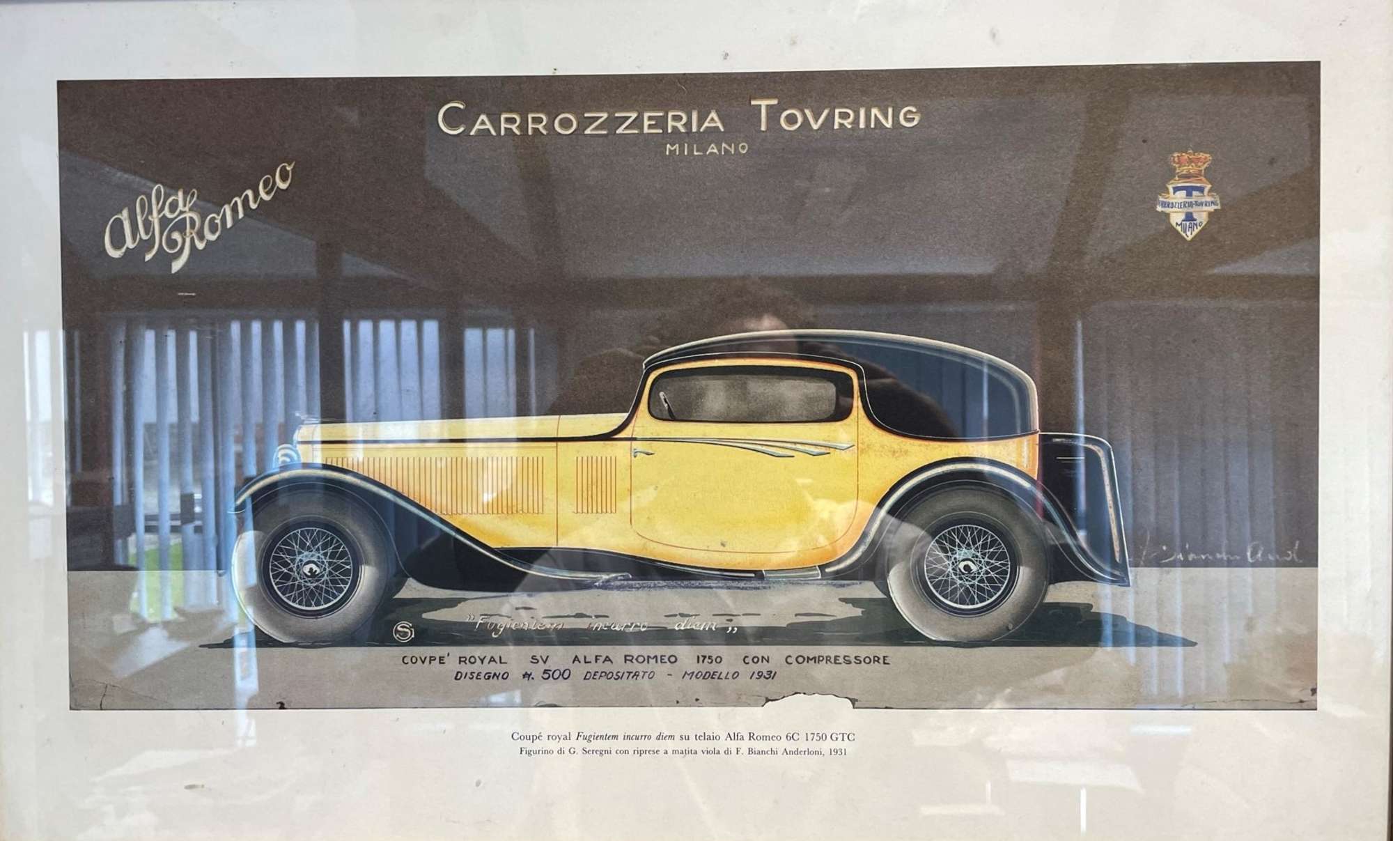 Four Early 20th Century Carrozzeria Touring Design Studies Framed and Glazed
