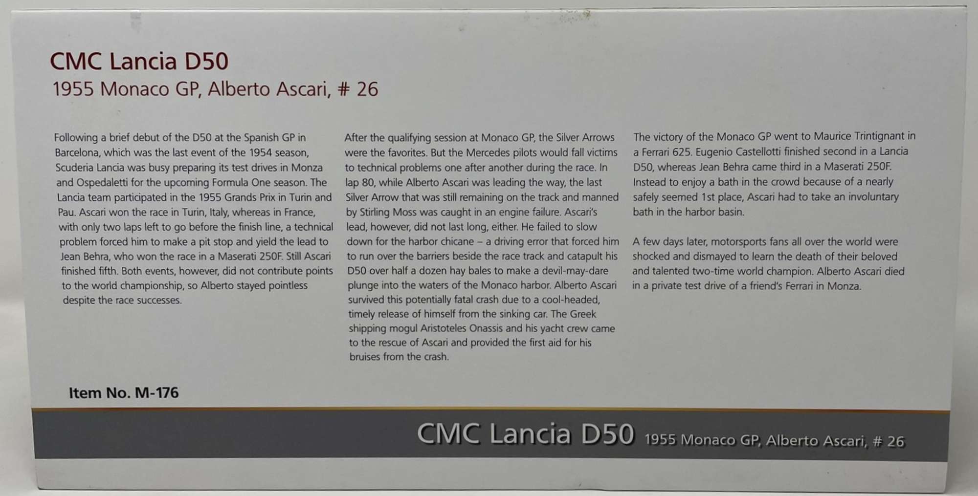 CMC Lancia D50 1:18th Scale Highly Detailed Model