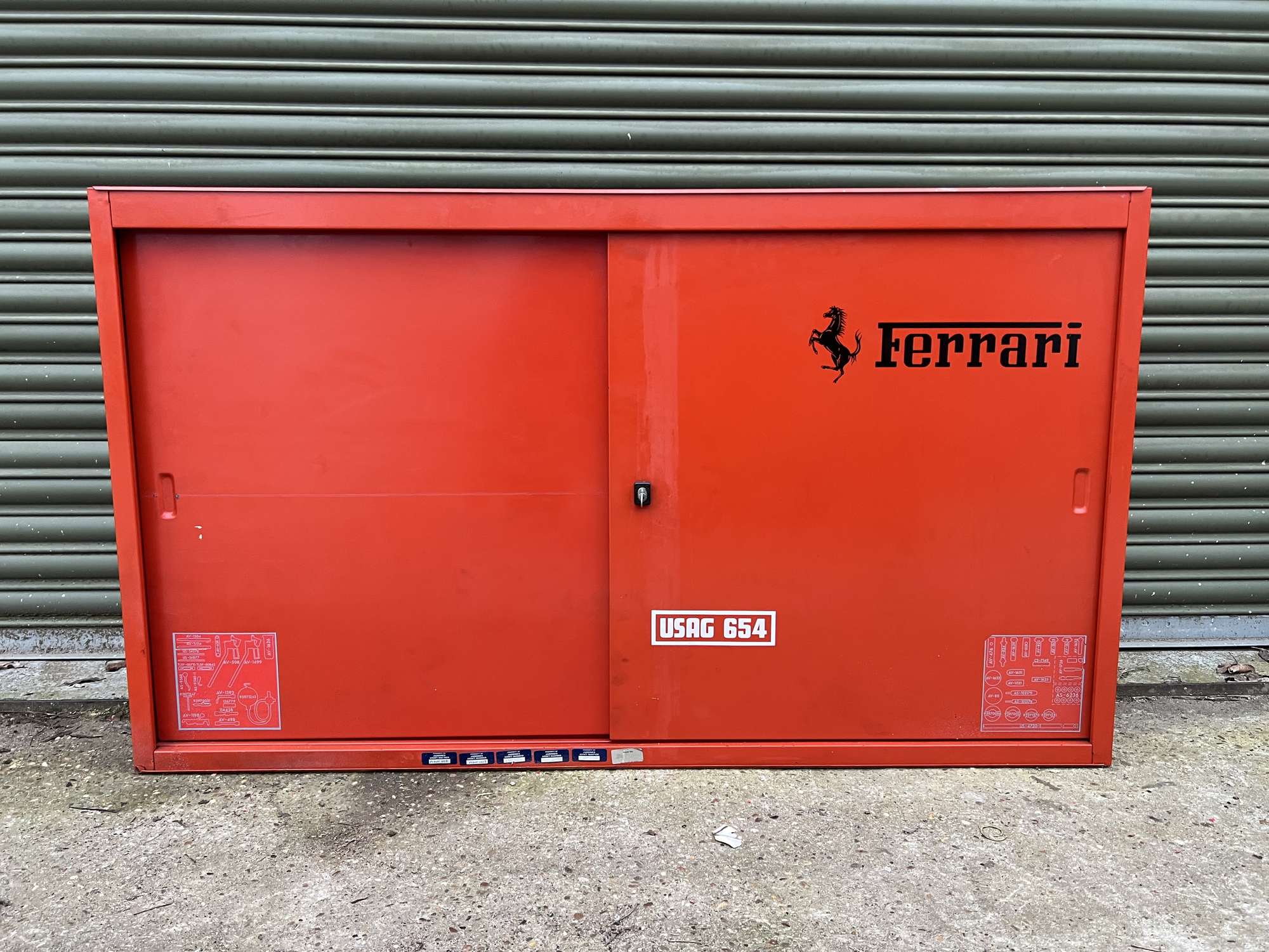 1980s Ferrari OEM Workshop Tool Cabinet with Sliding Doors