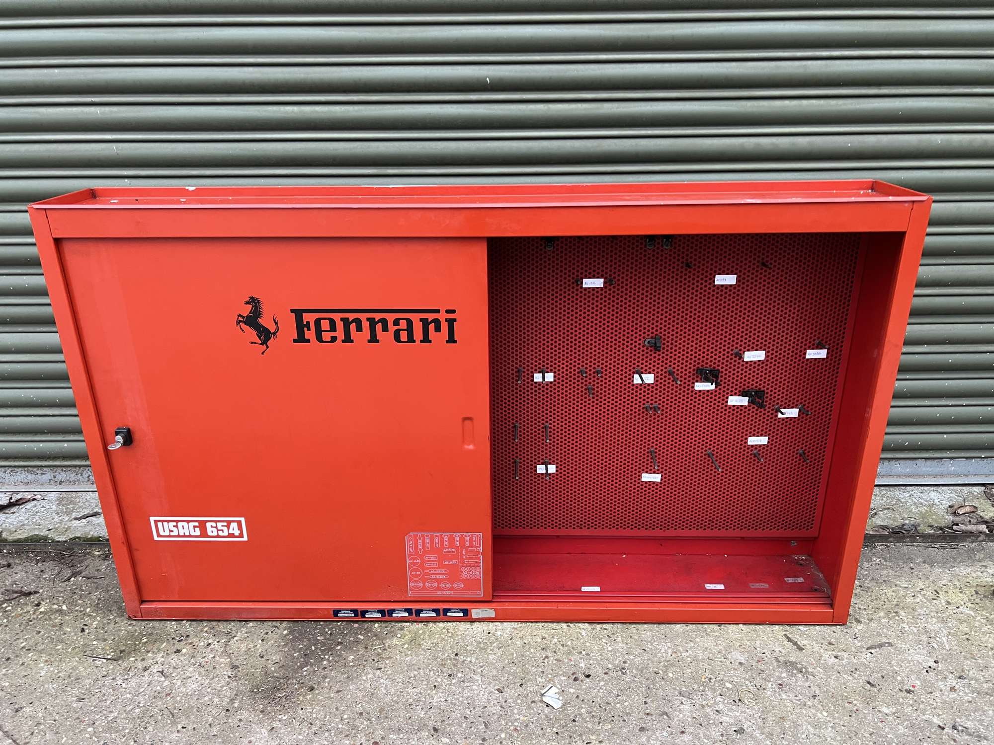 1980s Ferrari OEM Workshop Tool Cabinet with Sliding Doors