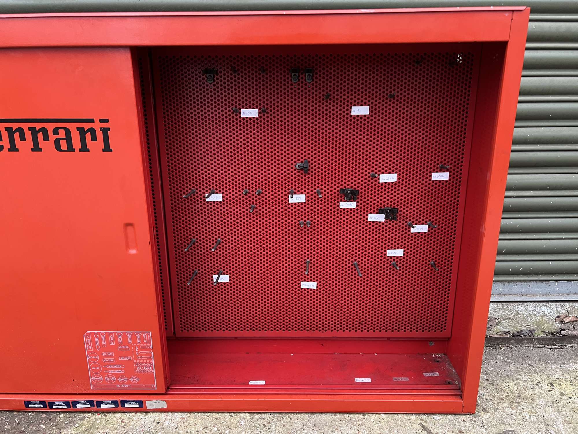 1980s Ferrari OEM Workshop Tool Cabinet with Sliding Doors