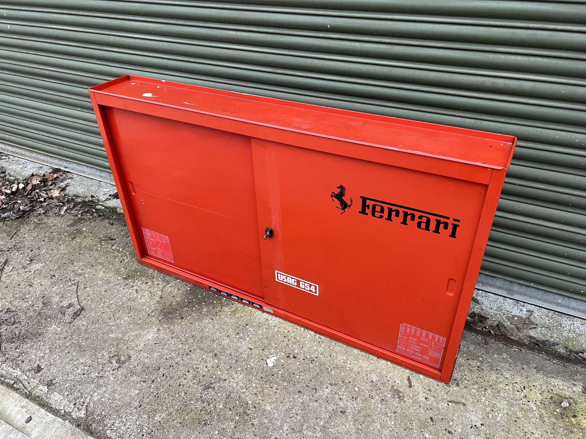 1980s Ferrari OEM Workshop Tool Cabinet with Sliding Doors