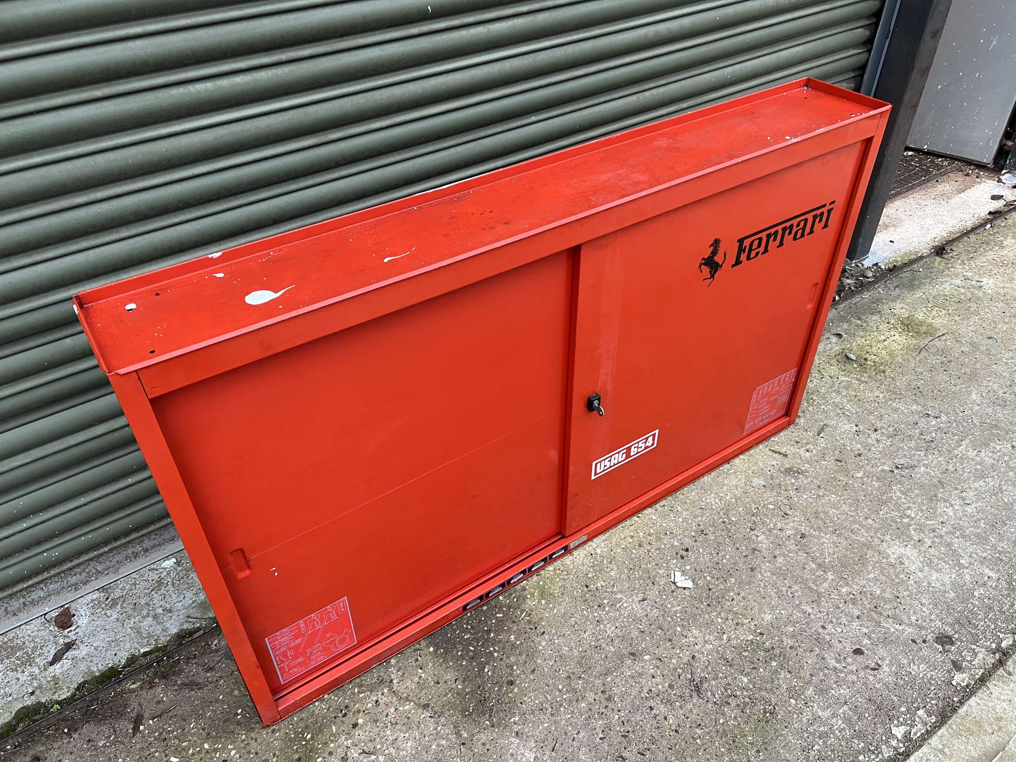 1980s Ferrari OEM Workshop Tool Cabinet with Sliding Doors
