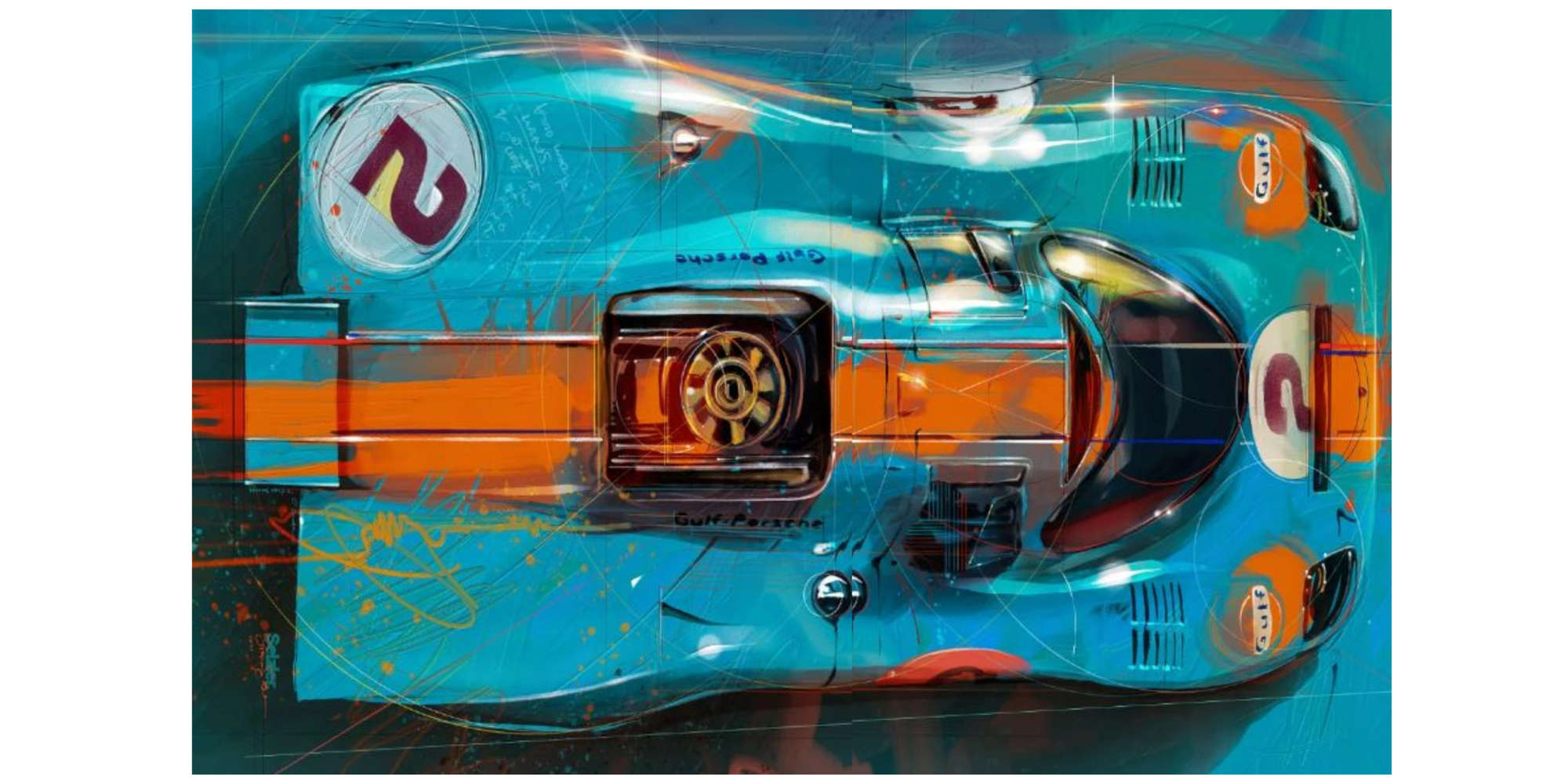 Gulf Porsche 917 Glass-Faced Print 