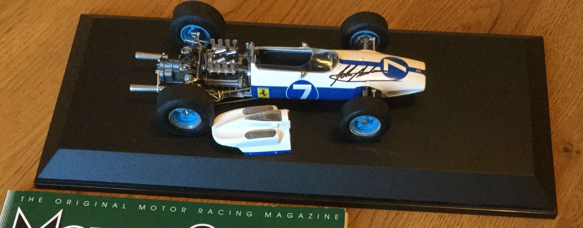 John Surtees CBE Signed Scale Model Duo: Can Am Lola T70 & NART Ferrari 158
