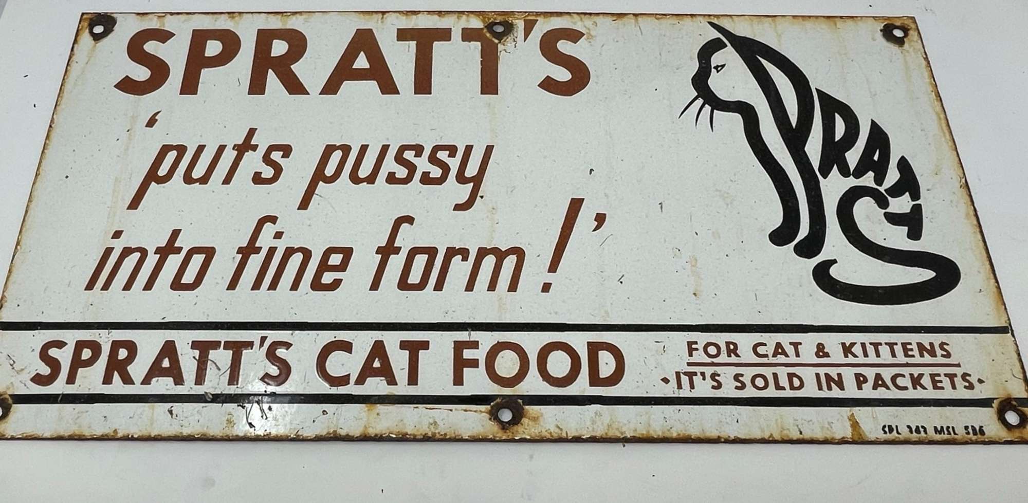 'Spratt's Cat Food' Enamel Sign