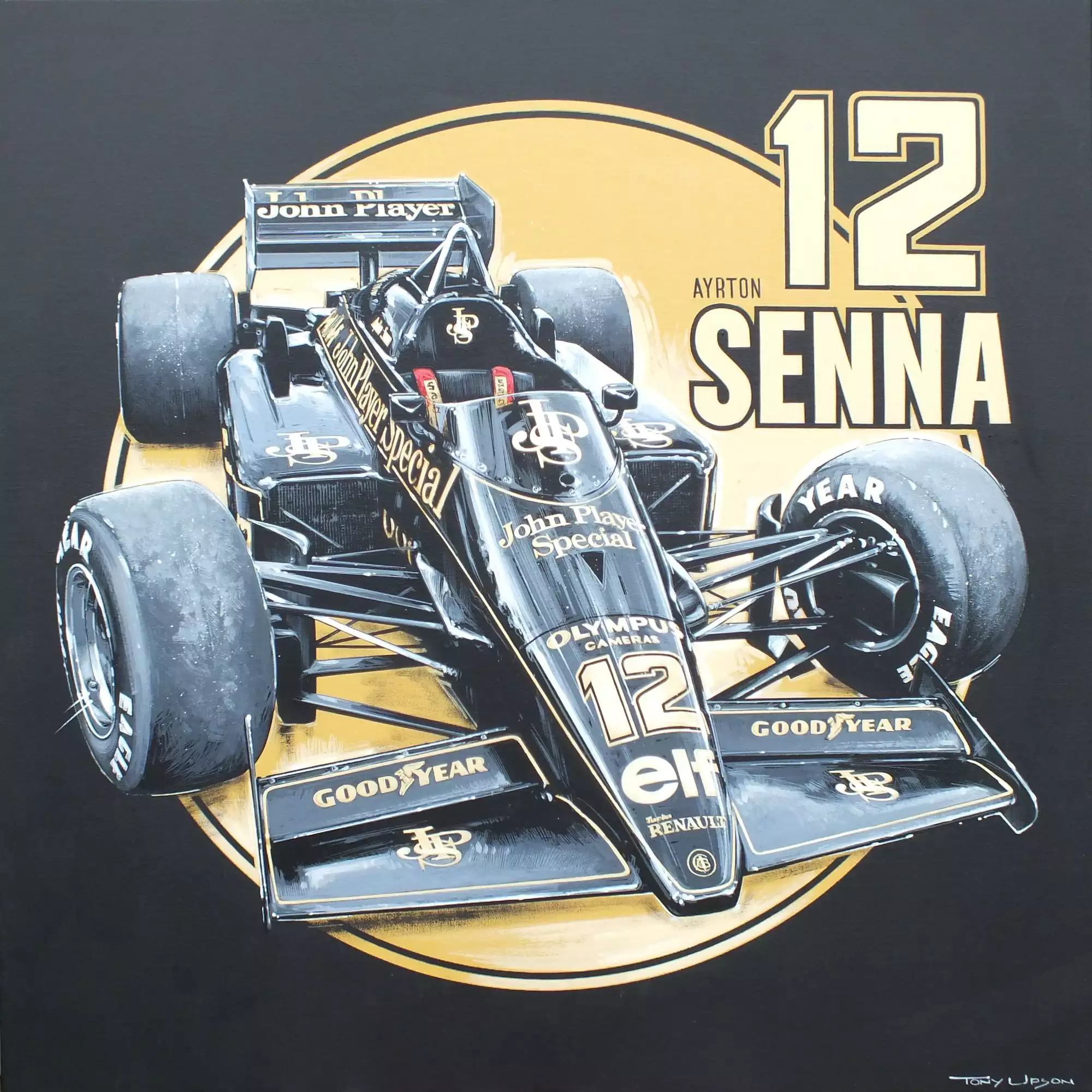 Black and Gold Acrylic on Canvas by Tony Upson 