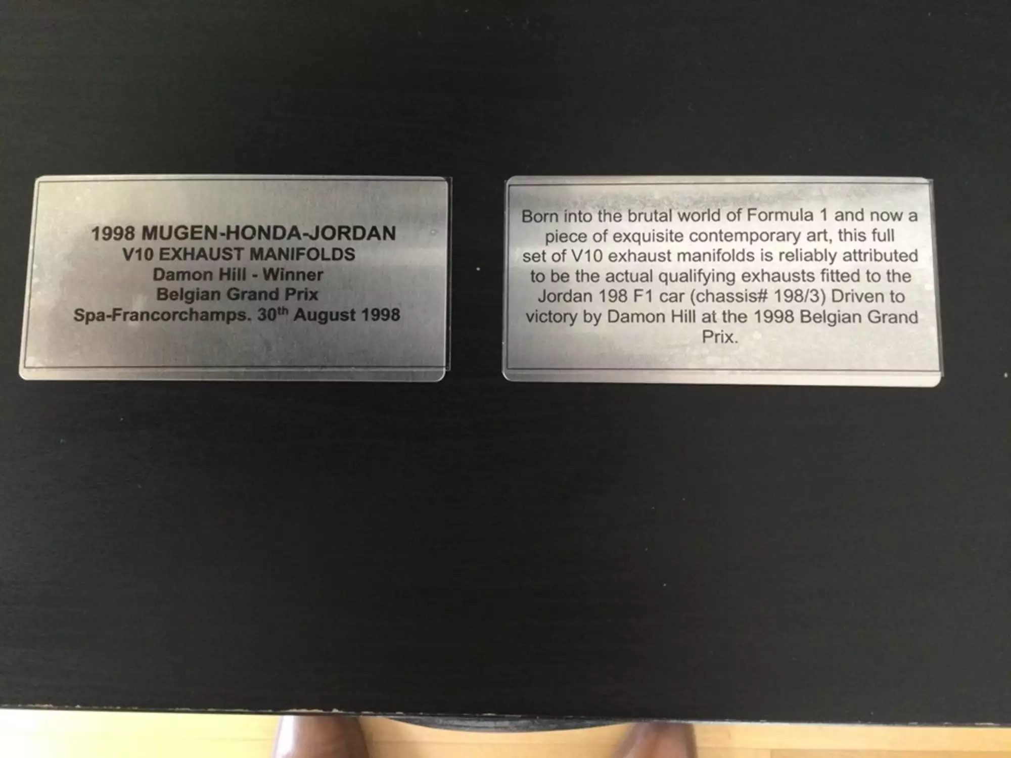 A Pair of 1998 Mugen-Honda-Jordan V10 Exhaust Manifolds from Damon Hill's Car