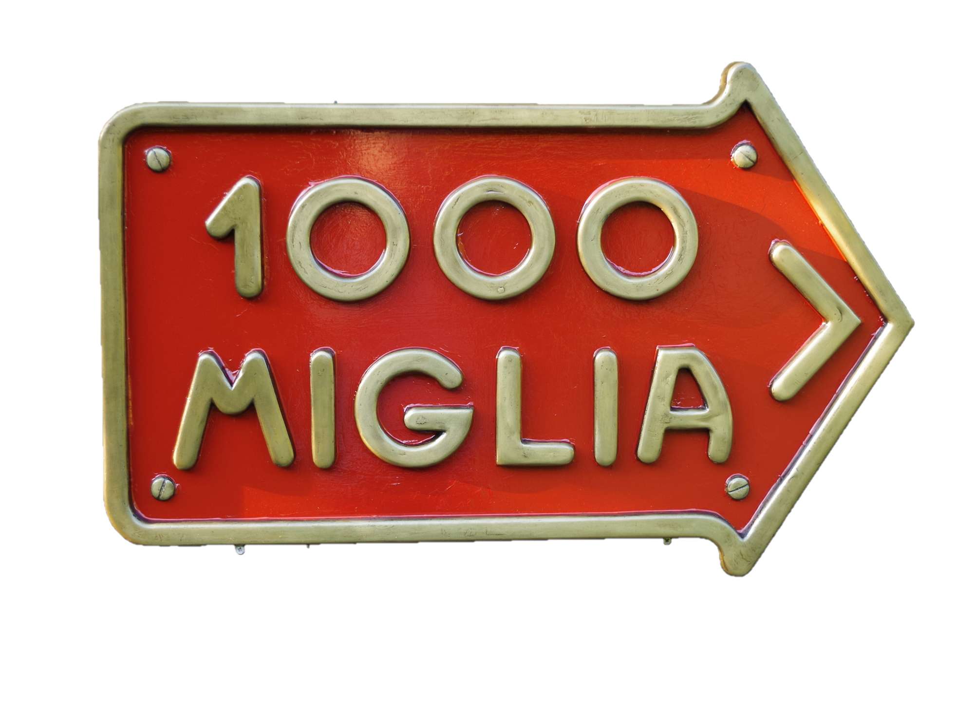 Large Cold Cast Aluminium Hand Painted Miglia Mille Sign 