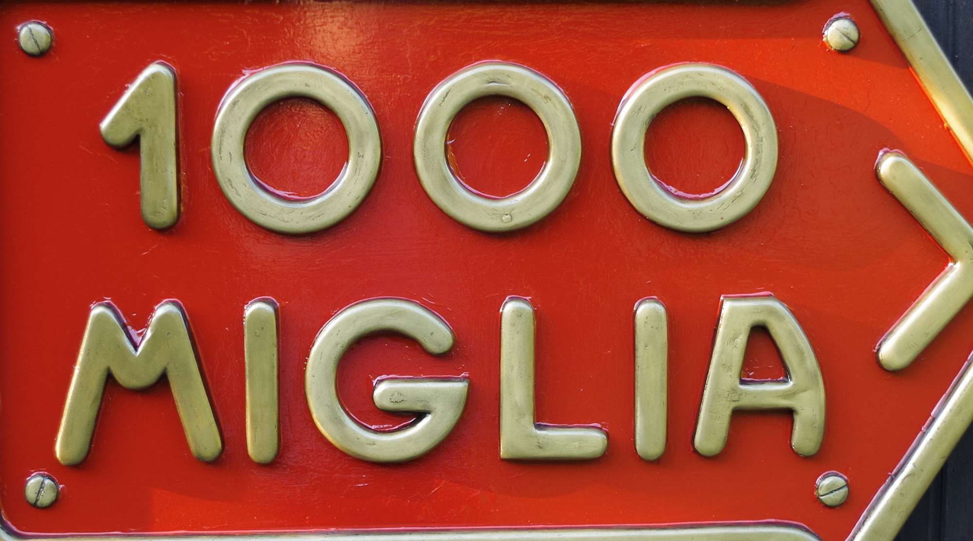 Large Cold Cast Aluminium Hand Painted Miglia Mille Sign 