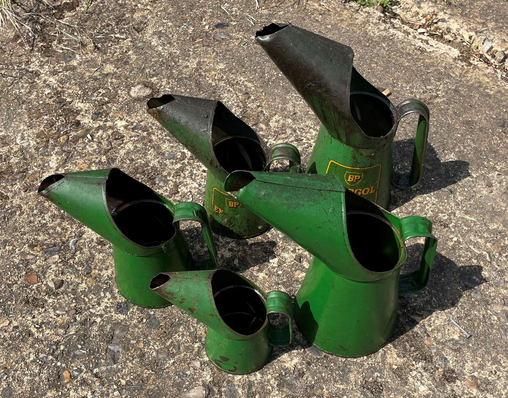 Six Assorted Oil Dispensers and Fuel Can