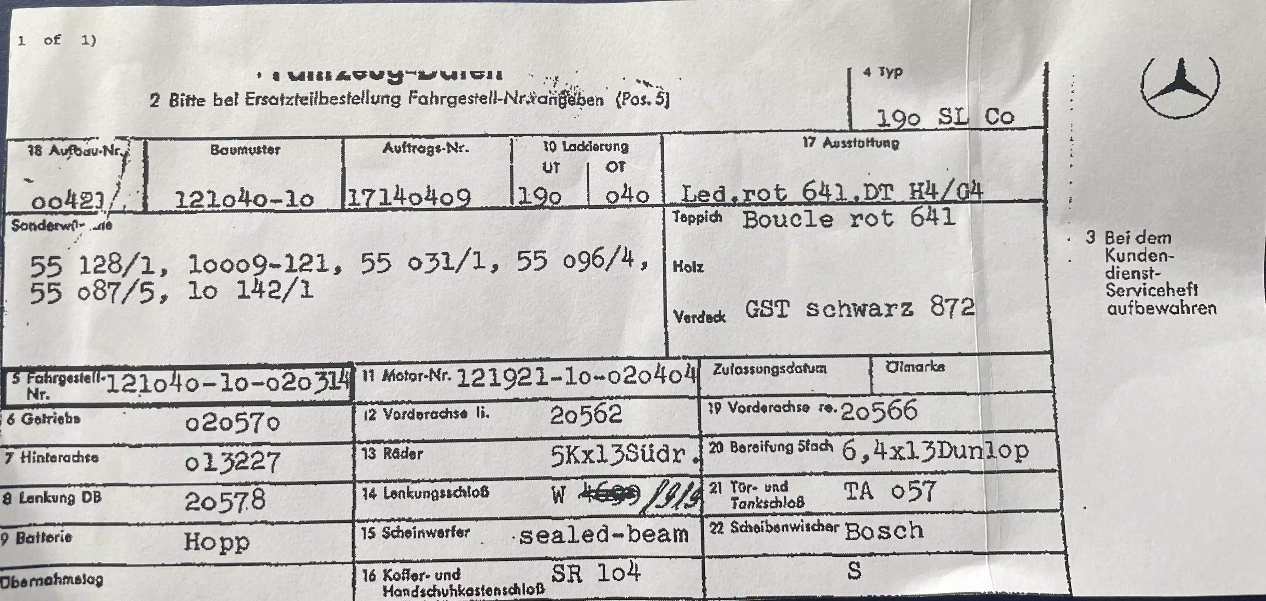 1961 Mercedes-Benz 190 SL-Sold