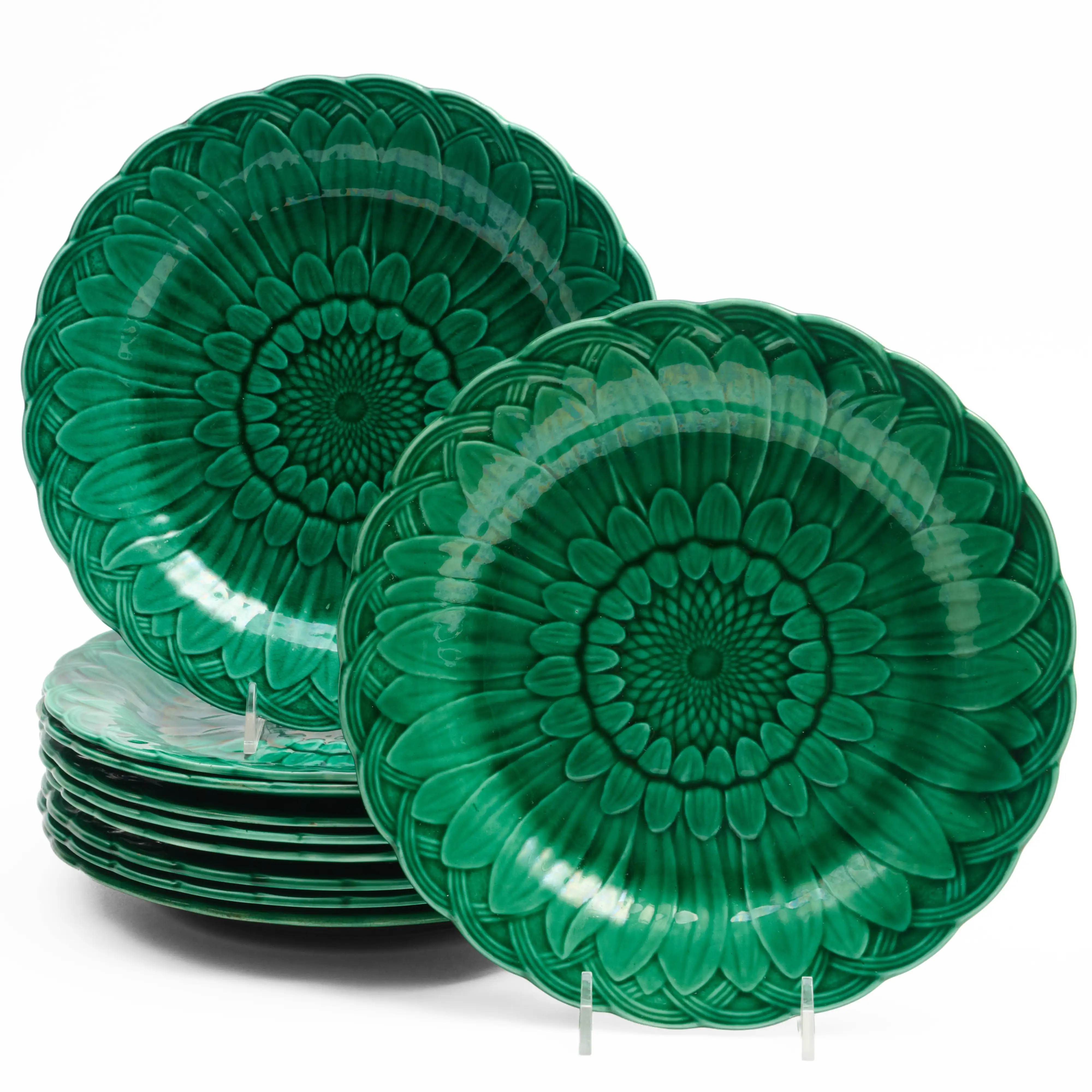 STAIR | Set of Ten Wedgwood Green Majolica | STAIR