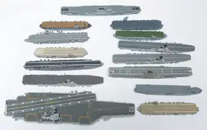 Waterline Ships a Group Of 14 Metal Aircraft Carriers To Include - "USS Block Island", "HMS Perseus"