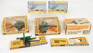 Britains 'Gun Models' Range - A Group of Boxed Artillery Pieces. Comprising: Set 9705 '25 Pounder Gun Howitzer', 9720 'B.A.T. Gun'; 9724 '105mm Pack Howitzer',