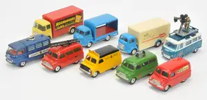 Corgi Toys A Group Of 9 To Include - Commer TV Camera Van, Bedford "KLG Plugs" Delivery Van,