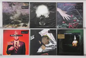 New Vinyl: A collection of industrial metal and electronic albums by Ministry, featuring a selection of the band's influential studio recordings and live perfo