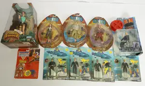Playmates, ToyBiz, Toy Vault, and Mattel carded action figure group, plus figurine
