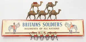 Britains Set 48 - Egyptian Camel Corps - (1957 version), comprising: 5 x camels & 5 x Egyptian Riders Carrying Rifles.