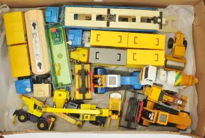Corgi Toys A Group Of 14 To Include - Ford Car Transporter, Mobile crane truck, "Guinness" Ford Tanker Plus others
