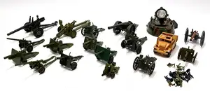 Britains, Corgi, Dinky and similar, an unboxed Military group comprising of Artillery, Vehicles, Search Light and similar