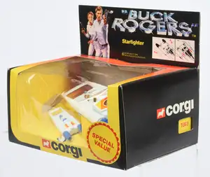 Corgi Toys 1363 "Buck Rodgers" Little & Large Set - (1) White with yellow wings and blue thrusters,