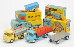 Corgi Toys A Group Of 4 - (1) Trailer - Blue and Silver, (2) 109 Pennyburn Workmen's Trailer