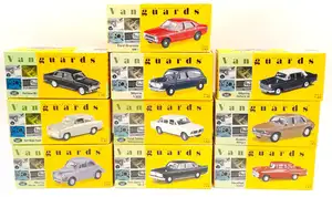 Vanguards, a boxed 1:43 scale group to include VA52000 Ford Granada MkI in Flame Red and others