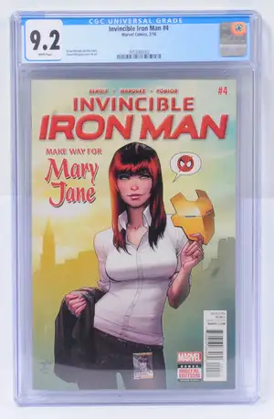 Marvel Comics, The Invincible Iron Man #4 (2016) CGC 9.2, Mary Jane Cover.  Although unchecked for completeness condition generally appears to be Excellent.  S