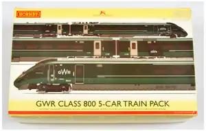 Hornby (China) OO Gauge R3514 GWR Class 800 (Dual Electric / Diesel) 5-Car Train Pack No.800004 containing Class 800 Power Car No.815004 along with 3 x Passeng