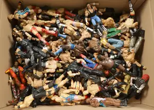 Hasbro, a Unboxed Group of WWE Wrestler Action Figures.